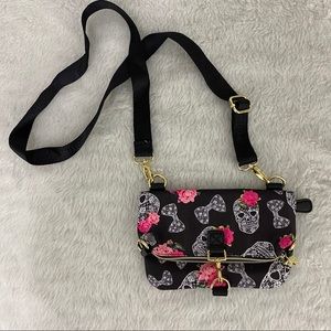 Betsey Johnson Skull Fold Over Crossbody Purse